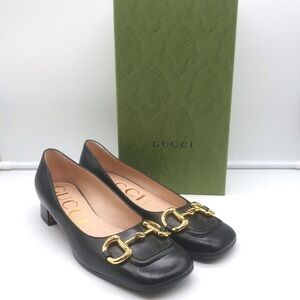 GUCCI Horsebit Square toe Malaga block heel